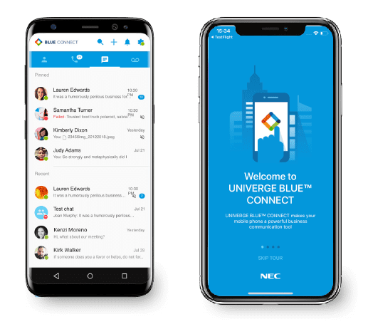 Univerge Blue Connect works with mobile app 