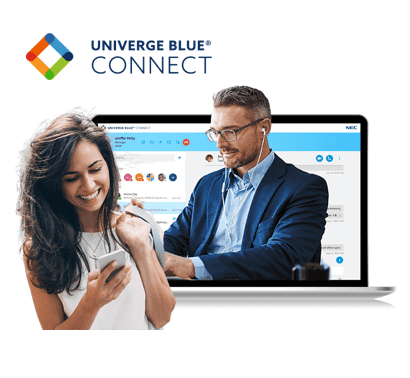 Univerge Blue Connect Image of two person staying connected and being productive