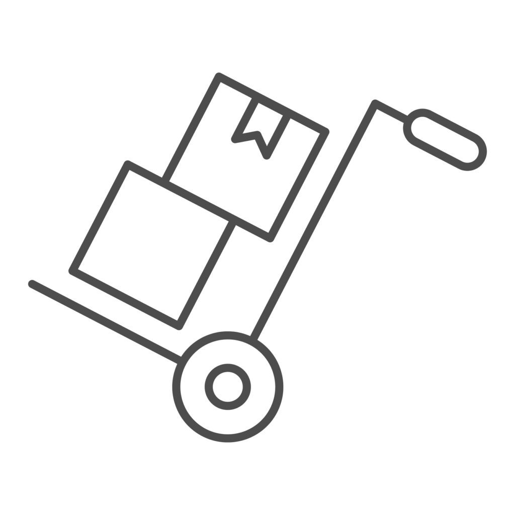 Handcart with boxes thin line icon